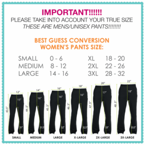 cranky pants size chart
